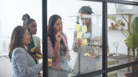 team members during a brainstorming session